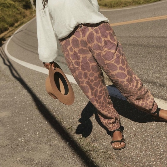 NWT Anthropologie Tamarind Giraffe Trouser Linen Blend Jogger NWT - Picture 2 of 16